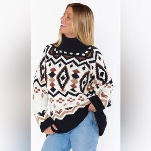 Show Me Your Mumu- Vail Sweater Neutral Faire Isle. Size L